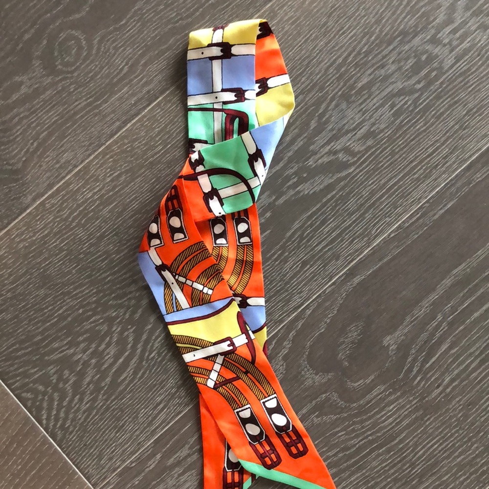Orange twill belt equestrian buckle scarf